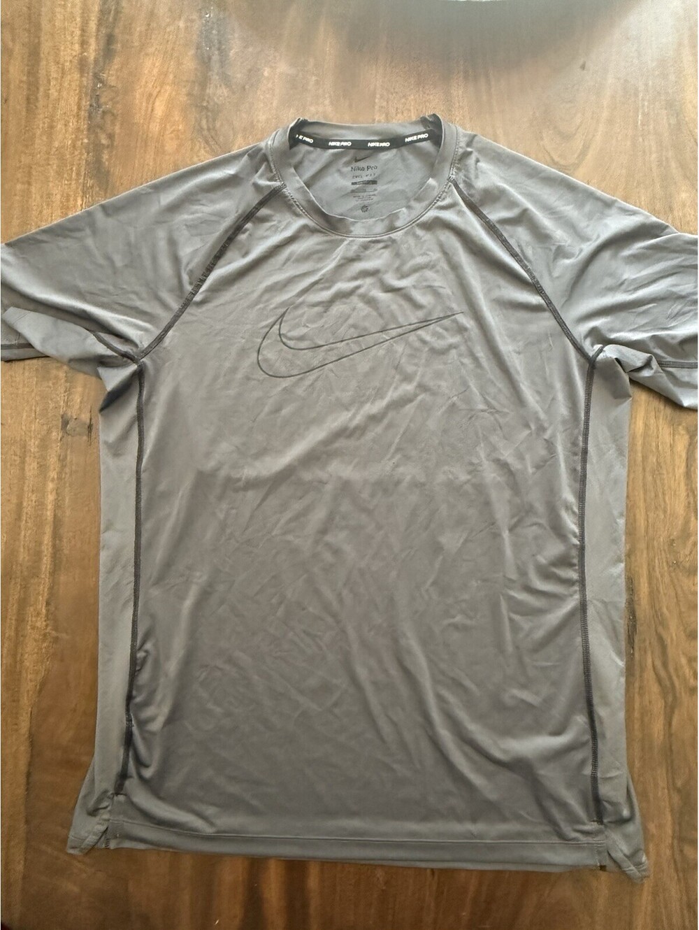 Nike Pro Dri-FIT Shirt Mens XL Gray Slim Fit Compression Training Gym Swoosh